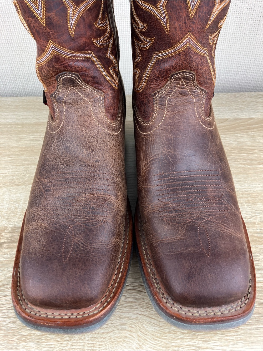 Justin 10 WIDE Stampede Rush Western Boots Cowboy Square Toe Brown Leather - Picture 4 of 16